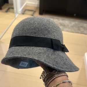 Nordstrom Gray Wool Hat with Black Band